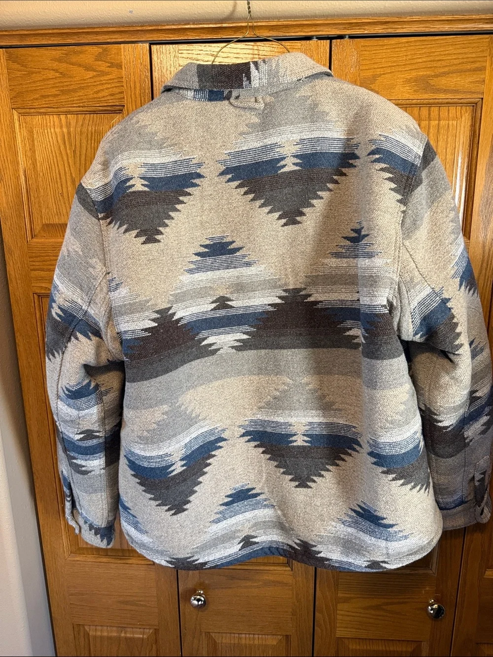 Jachs Men’s Aztec Button-Front Jacket in Gray & Blue-XXL